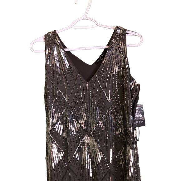 NWT Marina Dresses Modcloth Dreamy Gleaming Gatsby Dress Size 4 Gray Silver - Picture 4 of 9